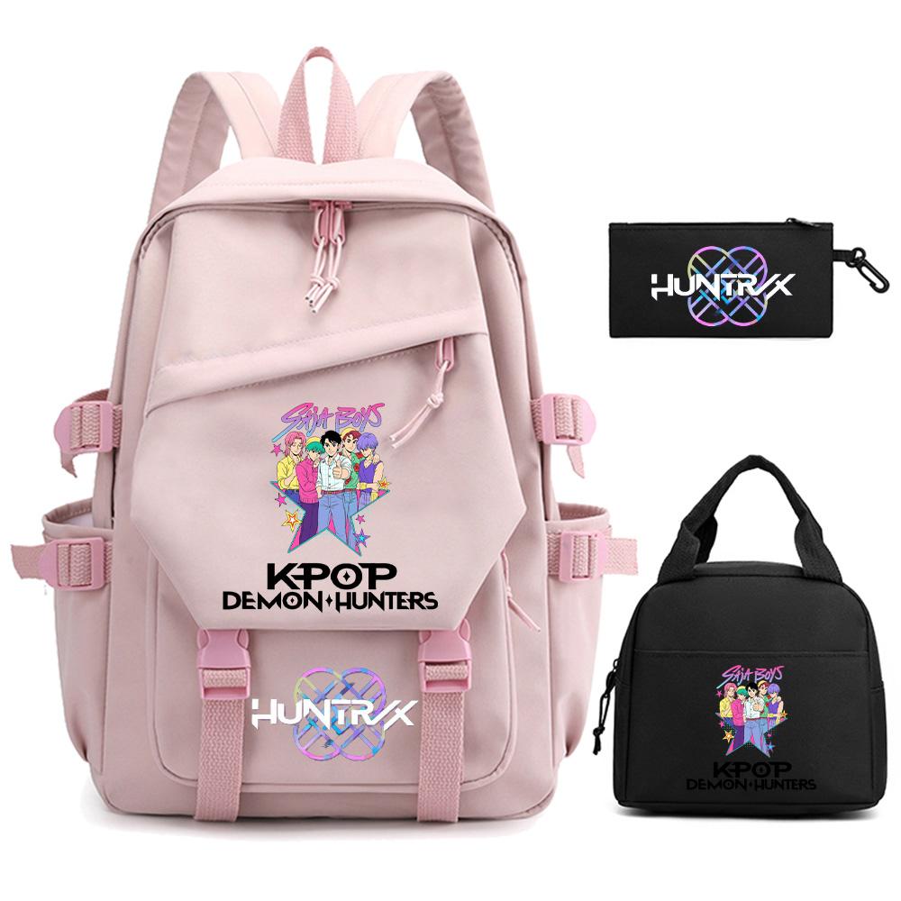 3Pcs/set Anime Cartoon Demon Hunters Printed Backpack for Teenger Children Student Schoolbag Girl Women Large Capacity Waterproof Travel Bag