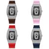 Fashion Women Barrel Shaped Quartz Watch With Silicone Strap For Casual Wear
