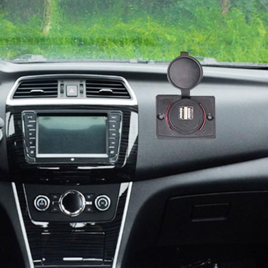 Автомобильное зарядное устройство с двумя портами и откидной крышкой, быстрая зарядка USB-зарядным устройством для автофургонов, телефонов, планшетов, лодок, квадроциклов, универсальная зарядная станция для транспортных средств на 12–24 В