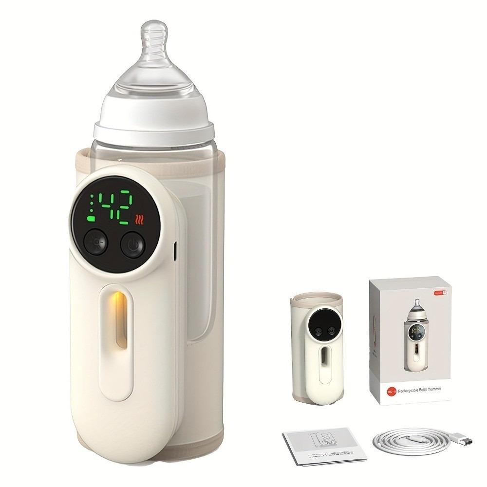 USB Rechargeable Baby Bottle Warmer Digital Display Breastmilk Heating Sleeve Outdoor