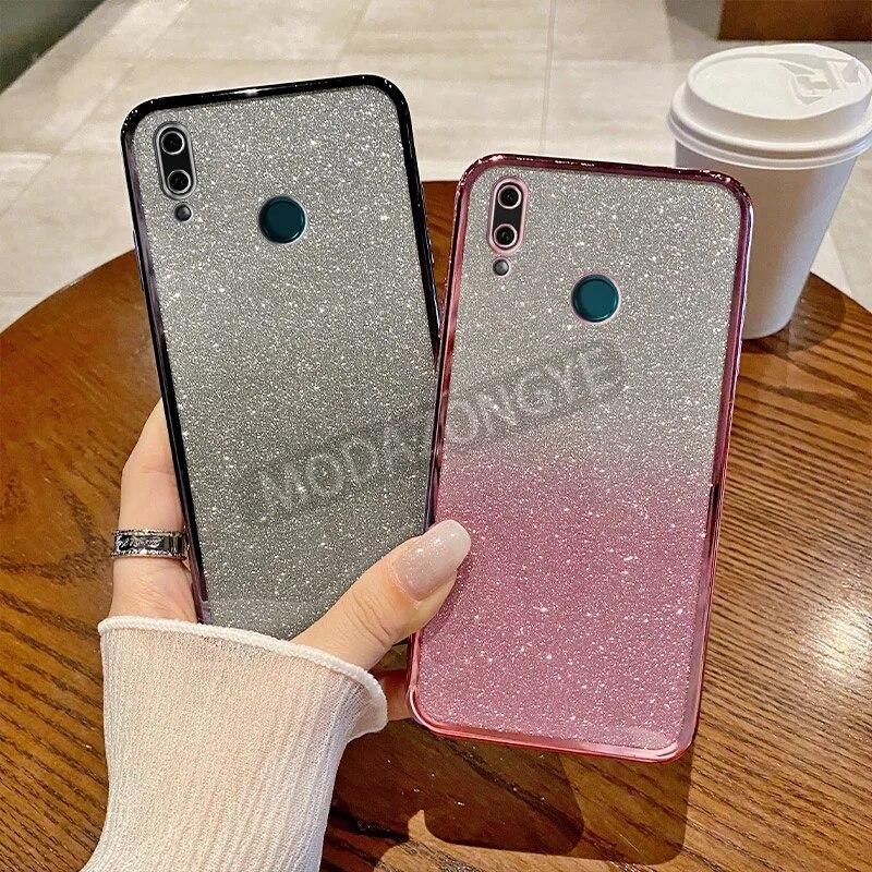 For Huawei Y9 2019 Case Electroplating Soft Glitter TPU Cell Phone Back Cover HuaweiY9 2019 Phone Casing For Girl Woman