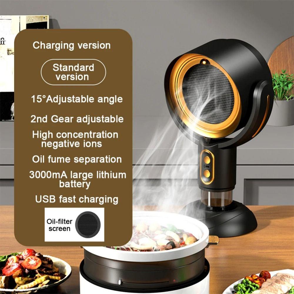 Space-Saving Desktop Range Hood Adjustable Angles Kitchen Exhaust Fan Kitchen Air Purifier BBQ