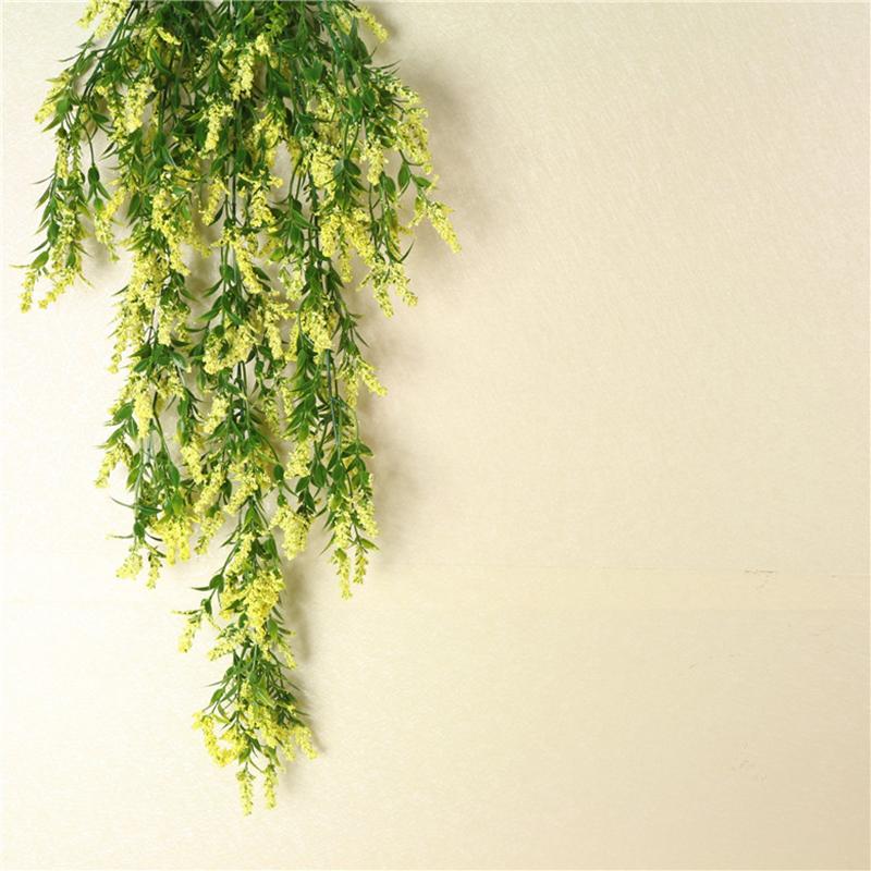 Plastic Flowers Wall Hanging Flower Fake Flower Plant Basket Lavender Rattan Living Room Decoration