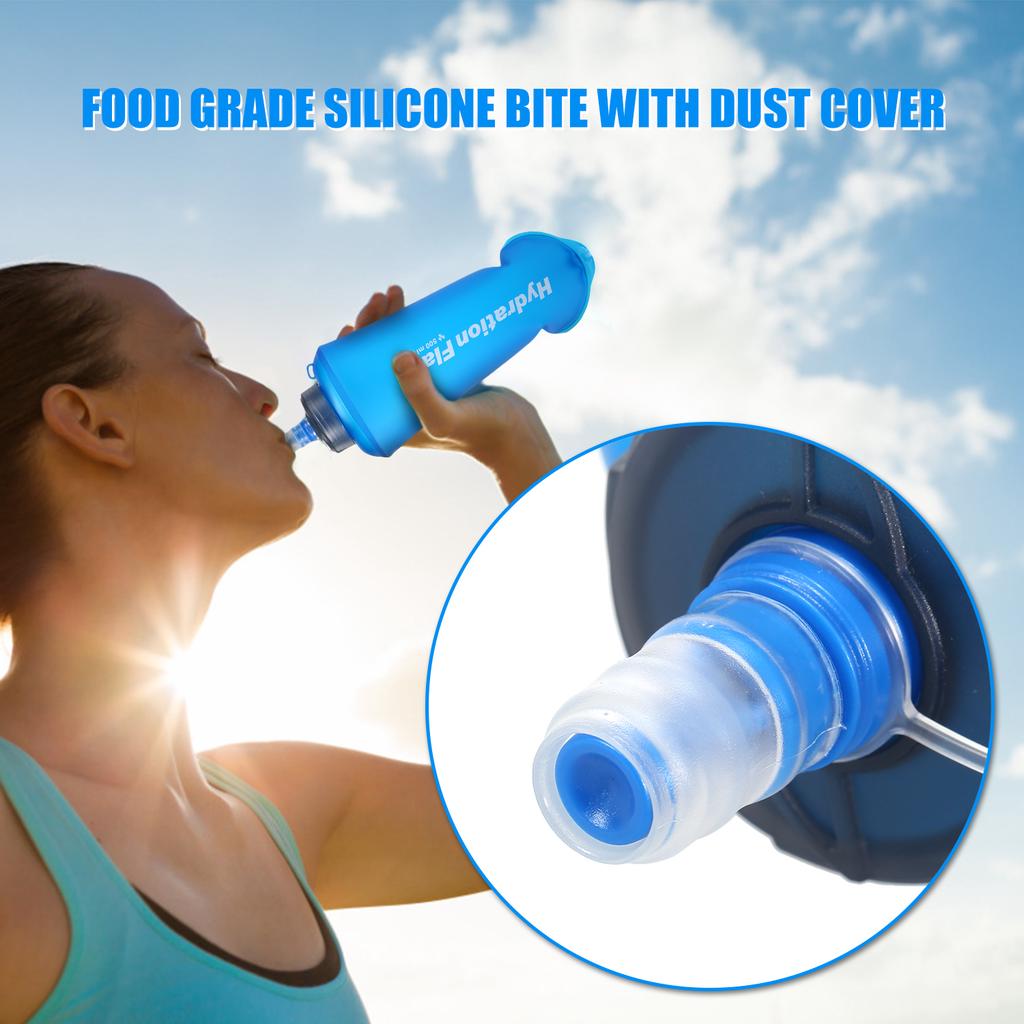 500ML Soft Collapsible TPU Water Bottle for Running Hiking Cycling Climbing