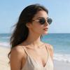 Retro metal frameless sunglasses for men and women fashion trendy UV resistant outdoor sunscreen sunshade glasses