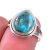 Натуральный голубой медный бирюзовый драгоценный камень кольцо из 925 пробы твердого стерлингового серебра S.6 d8m74