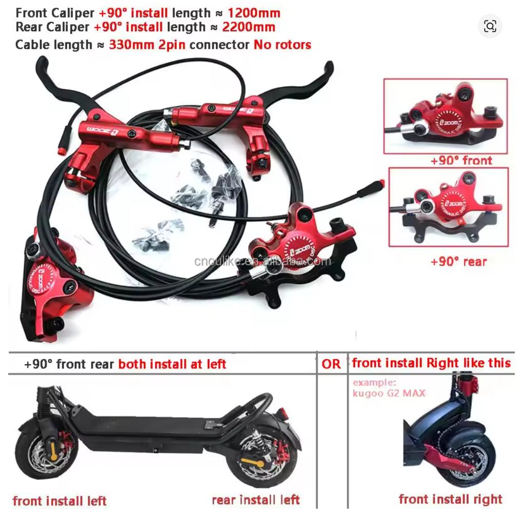 Zoom Bike Electric Scooter Power off Control Oil Hydraulic Disc Brake Caliper 2200 2000 1000mm for zero Kaabo KUGOO E-bike