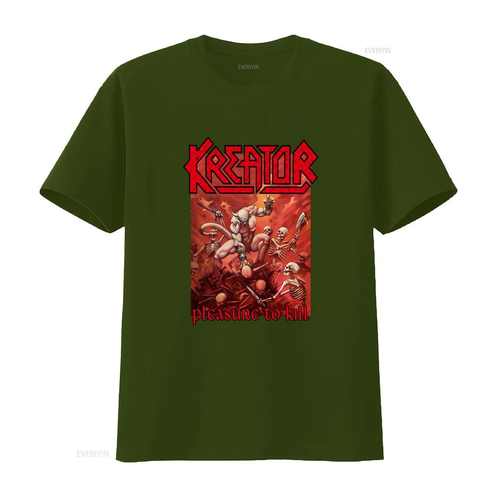 KREATOR Футболка с принтом Pleasure To Kill для мужчин Дизайн в стиле хэви-метал Доступна в размере S винтажная стирка Универсальная Повседневная