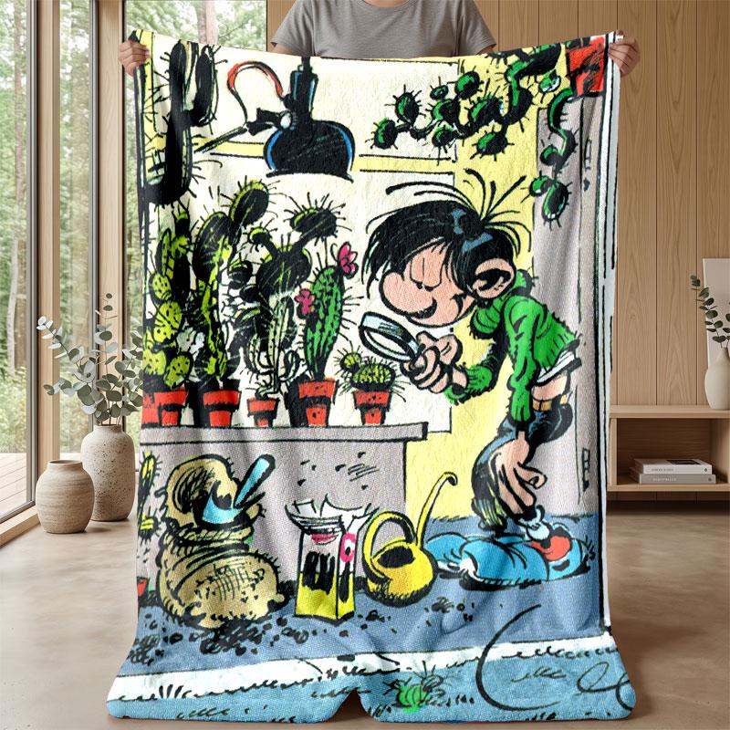 Soft Flannel Blanket Lightweight Cozy Bedroom Living Room CoverGaston Lagaffe