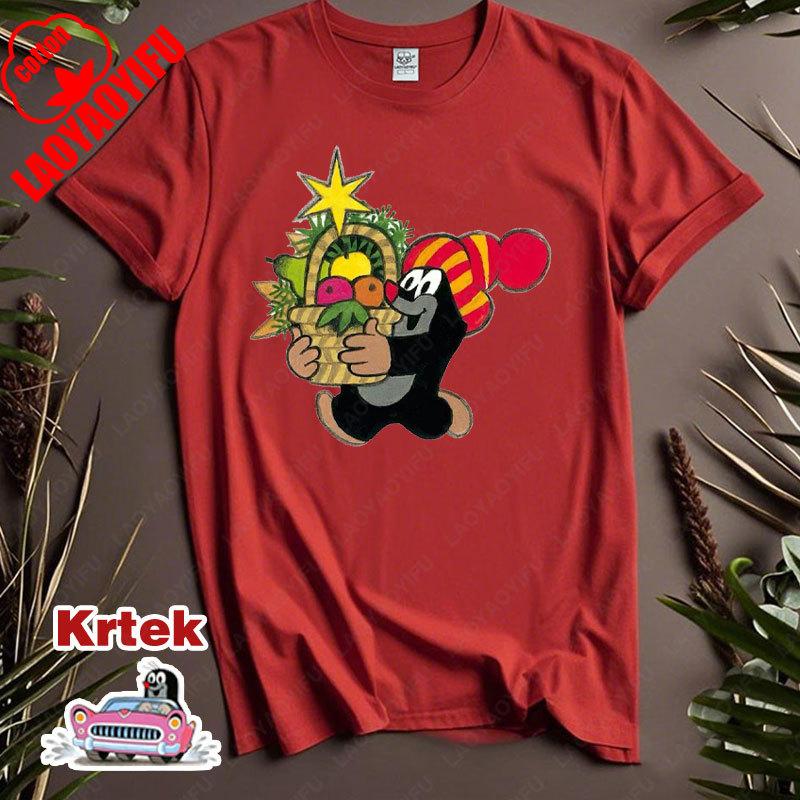 История Кротика Krtek Винтажный Мультфильм Аниме Футболка с Коротким Рукавом Мужская Женская Хлопок Круглый Вырез Повседневная Свободная Смешная Детская Модная Футболка