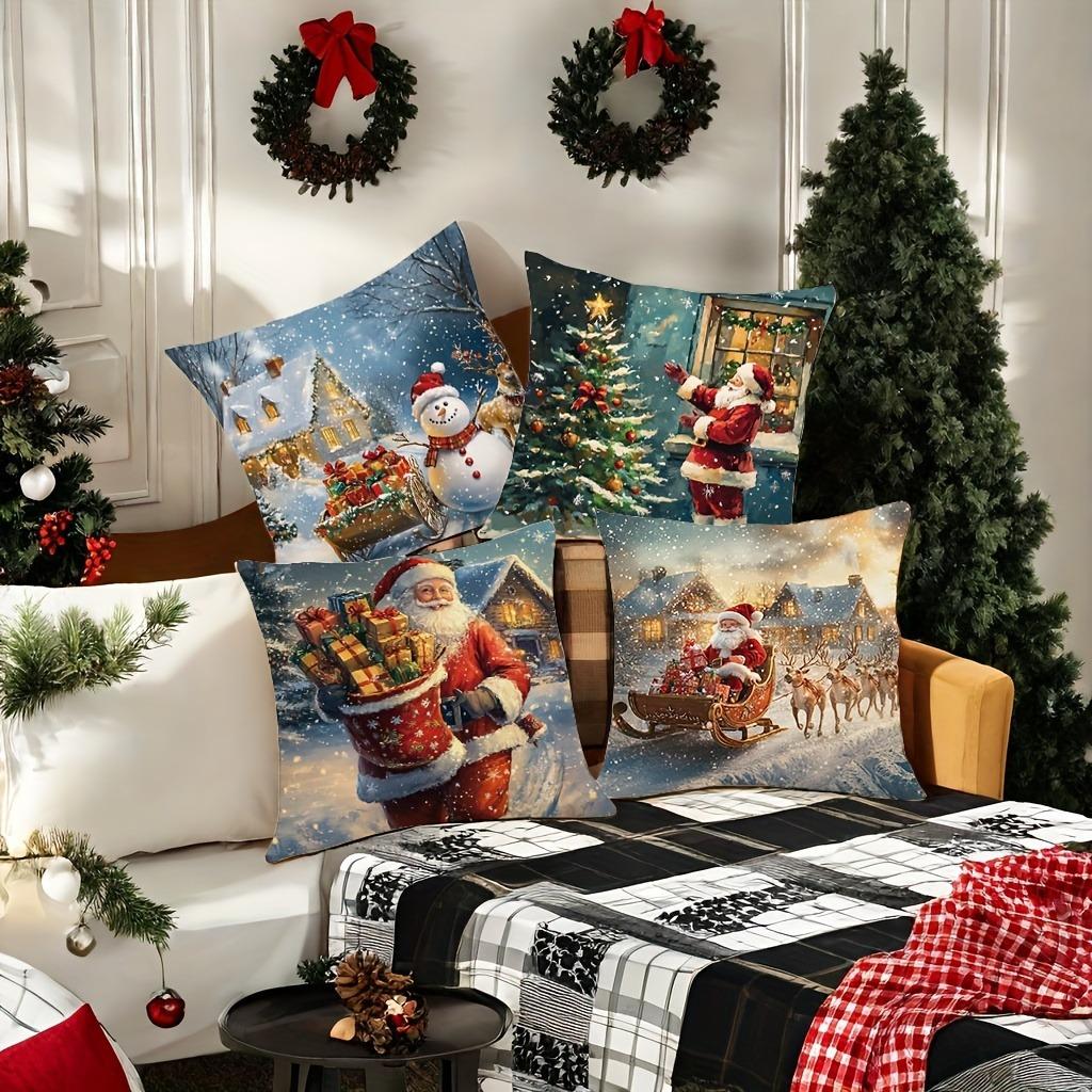 Рождественское украшение наволочка Зимняя снежная сцена Санта-Клаус и подарок наволочка диванная подушка комплект комната украшение дома
