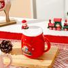Christmas Creative Personality Ceramic Mug Santa Claus Water Cup with Lid Spoon Souvenir Coffee Cup