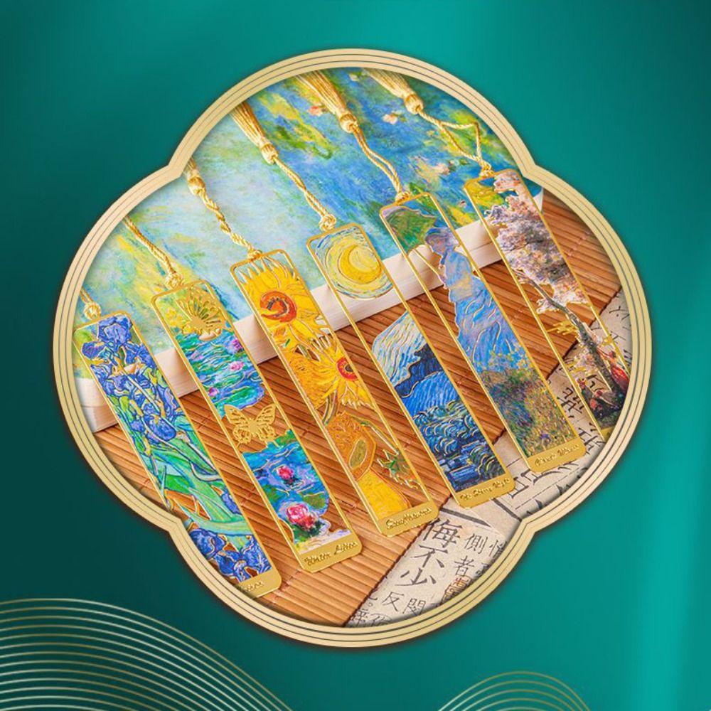 Oil Painting Metal Bookmark Student Gift Pagination Mark Creative Reading Book Clip
