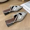 Fashion Temperament Single Shoes Fashion Pointed Toe Hollow Pleated Wear Light Luxury Shallow Soft-soled Sandals