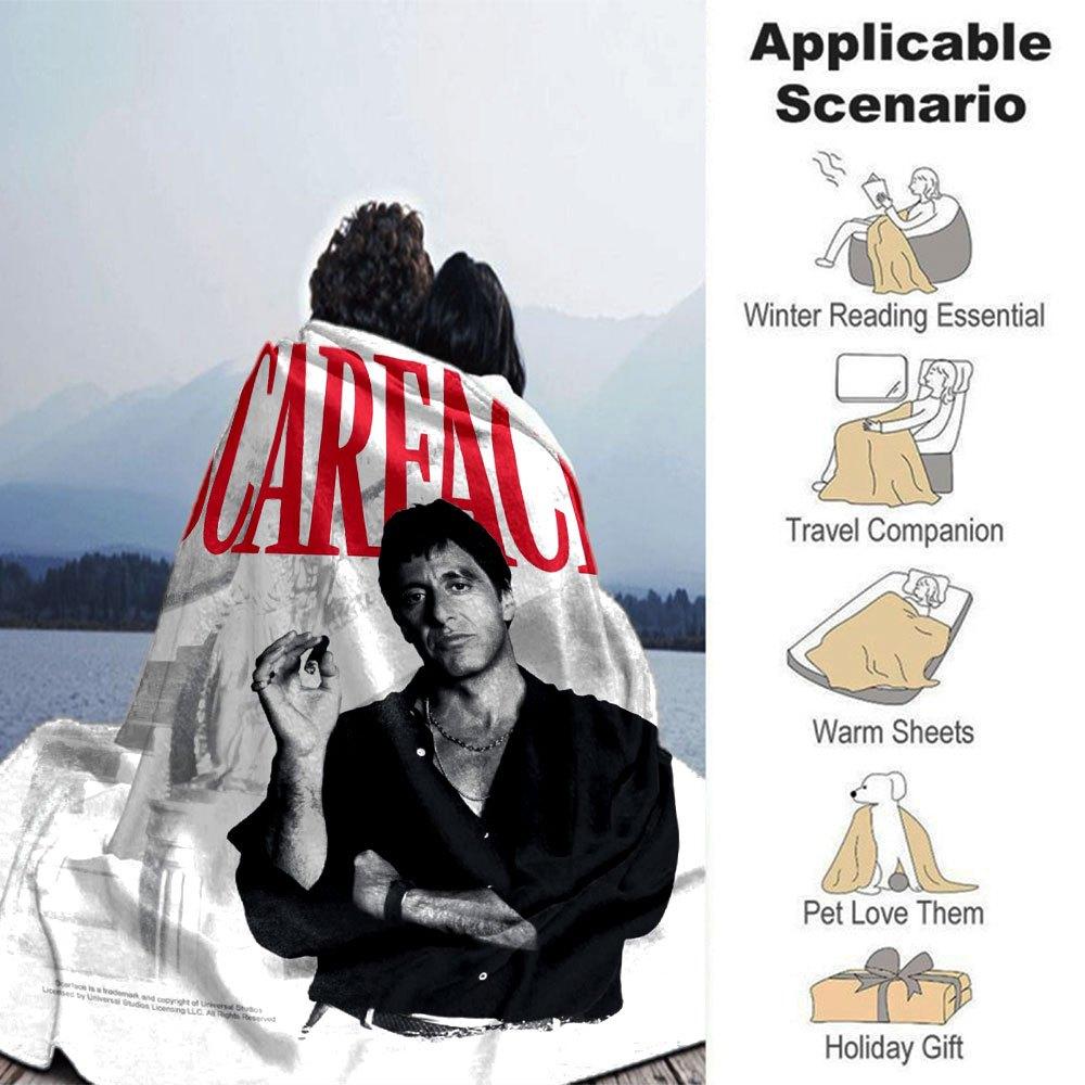 1pc Scarface-Inspired Flannel Blanket - Soft Cozy All-Season Throw for Bedroom, Sofa, Camping, Travel - Perfect Gift for Movie FansB86