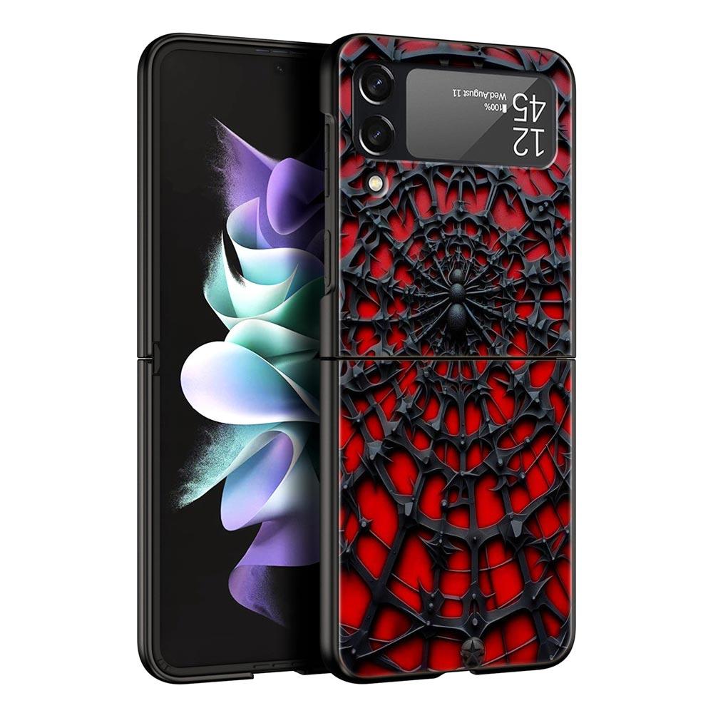 Жесткий чехол-паутина из поликарбоната для Samsung Galaxy Z Flip 7 6 5 4 Черная крышка для Galaxy Z Flip 3 Складной корпус Fundas Capas Сумки