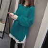 Plus Size Cotton Layered Sweater T-Shirt for Women - Autumn/Winter Mid-Length Split Design
