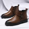Модные мужские высокие кожаные ботинки Модные и универсальные ботинки в британском стиле для отдыха на мотоцикле, для бизнеса, повседневного офиса