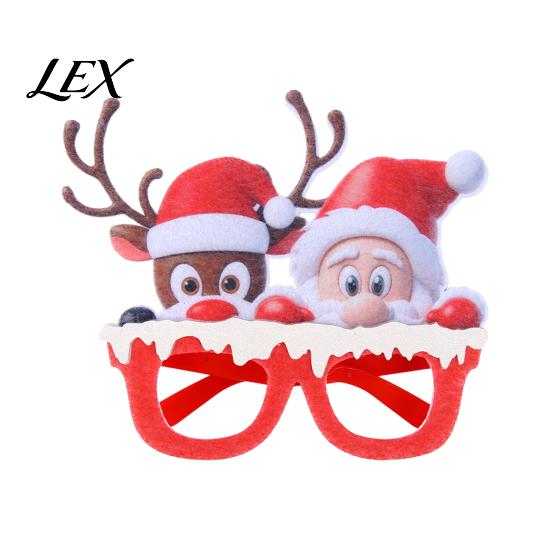 Funny Elk Snowman Snowflakes Spectacles Christmas Glasses Photo Booth Props, Felt Reindeer Santa Eyeglasses for Holiday Winter Party Favors