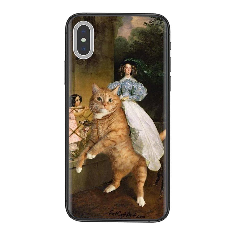 Очень дешево для iPhone 11 12 13 Pro Mini 5 5S SE 5C 6 6S 7 8 X XR XS Plus Max Leonardo Da Vinci Mona Lisa Pat Cat Black Funda