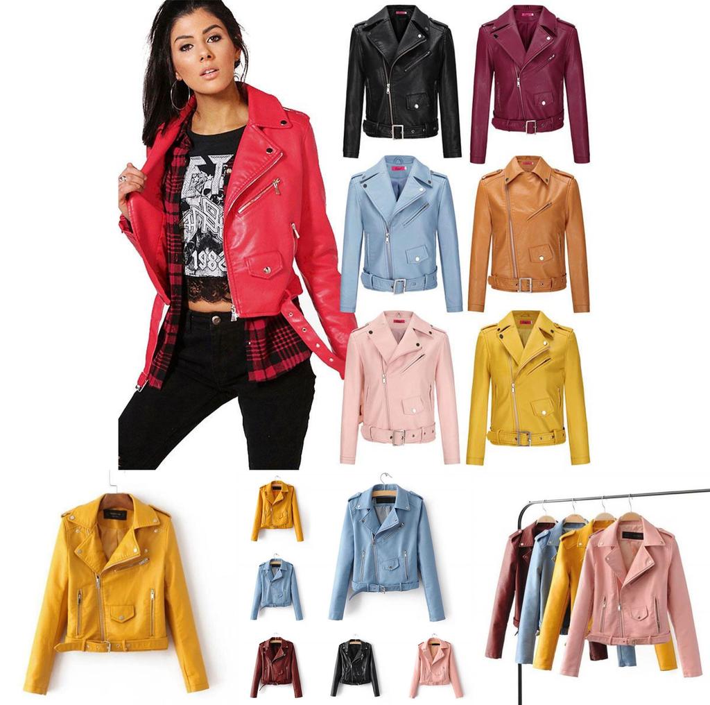Crossborder 2025 Womens Punk Leather Jacket With Pu Splicing For Streetwear Fashion