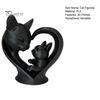 Милая кошка, домашний декор, фигурка матери и ребенка, 3D-печатная скульптура сердца для декора стола, статуэтка с гладкой поверхностью, современное искусство, гостиная, кабинет,