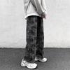 Tie Dye Pull Print Pants Mens Fashion Straight Tube Loose Personality Punk Japanese Street Wear Hip Hop Clothing Trousers