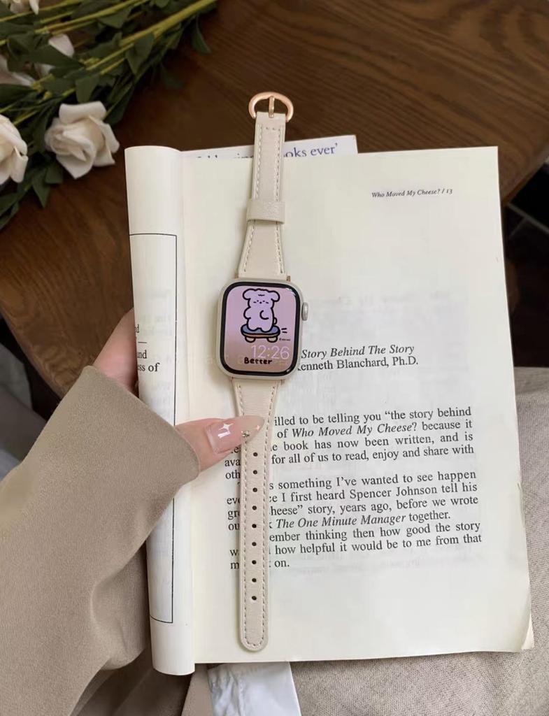 Маленькая подкова Пряжка Тонкий кожаный ремешок для ApppleWatchS10 Apple Watch iwatch89SE