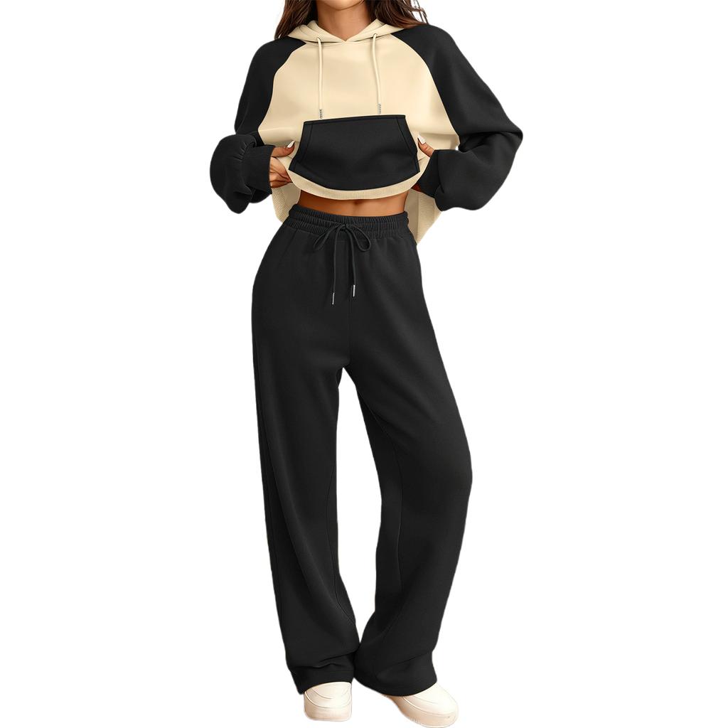 Женский ,Флисовый с блоками,Теплый Повседневный Спортивный С длинным рукавом Комплект толстовки с подкладкой