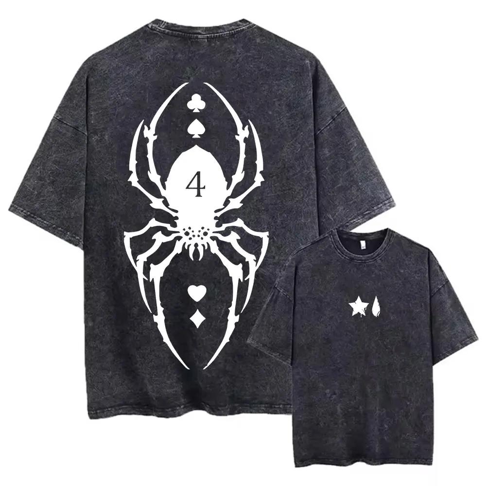 Japanese Anime Hunter X Hunter Printed Washed Tshirt 100 Cotton Fashion Comfortable Breathable Simple Harajuku Style in Summer