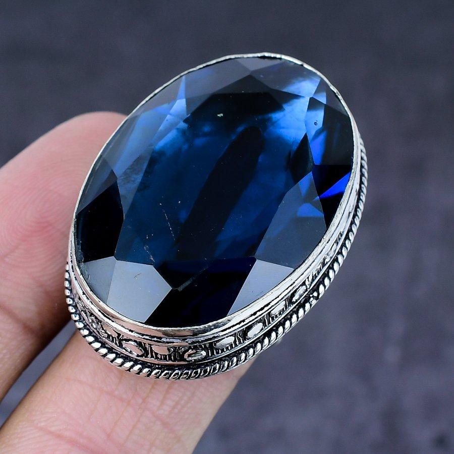 London Blue Topaz Gemstone 925 Steling Silver Jewelry Ring Size 8.5