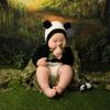 Костюм для детской фотосессии, реквизит, комбинезон с длинным рукавом и шапочка панды для младенца, боди для новорожденного, приятный к коже наряд для детской фотосессии