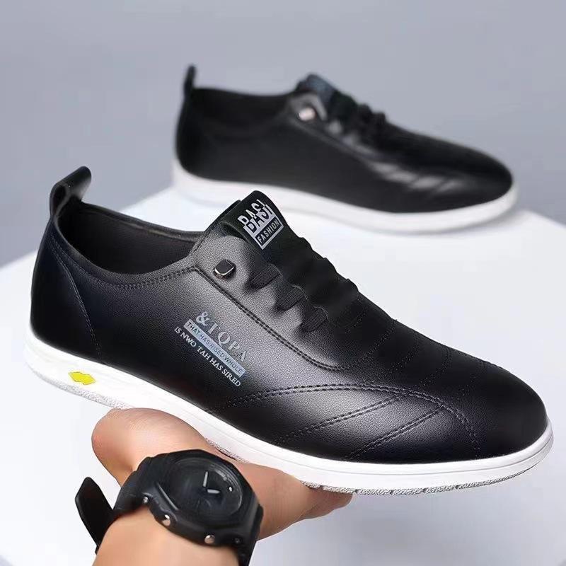Business leather shoes breathable lightweight soft-soled casual shoes little white shoes British comfortable one-pedal Doudou men's shoes