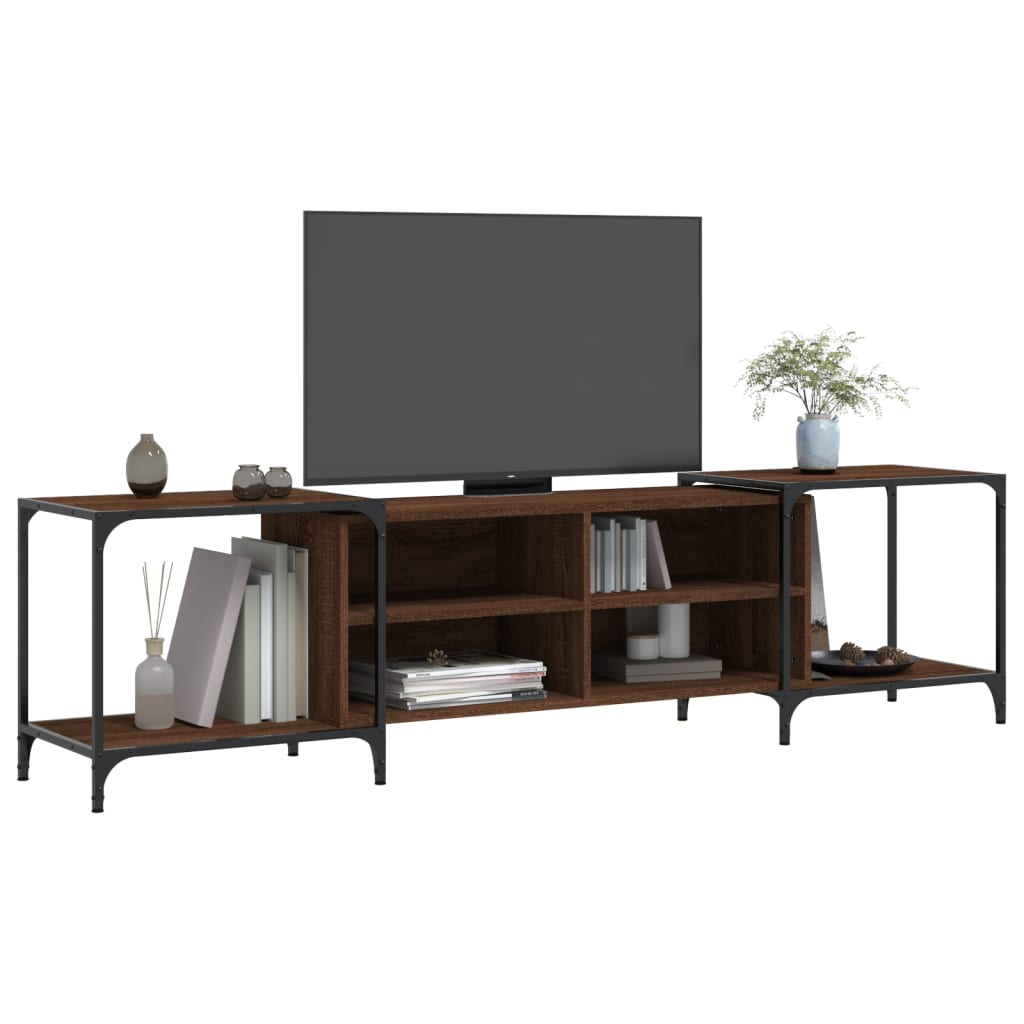 TV Cabinet Brown Oak Effect 203 x 37 x 50 cm Particleboard