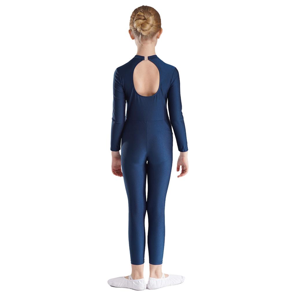 Детский гимнастический комбинезон с блестящими стразами для девочек, с длинным рукавом, танцевальный купальник для балета, фигурного катания, акробатики, йоги, для выступлений