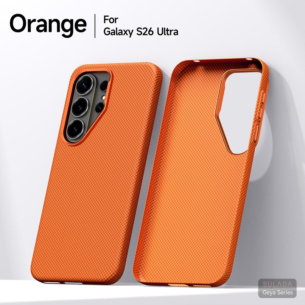 SULADA Magnetic Phone Case for Samsung S26 Ultra Slim PC Handmade Water Sticker Carbon Fiber Texture for Samsung S26+ S26 Case