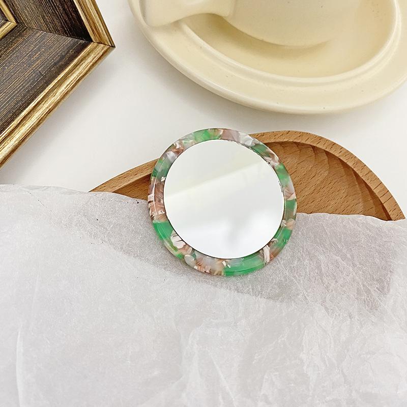 Simple Acetate Small Round Mirror Small Zebra Pattern Makeup Mirror Portable Mini Round Makeup Mirror Travel Accessories