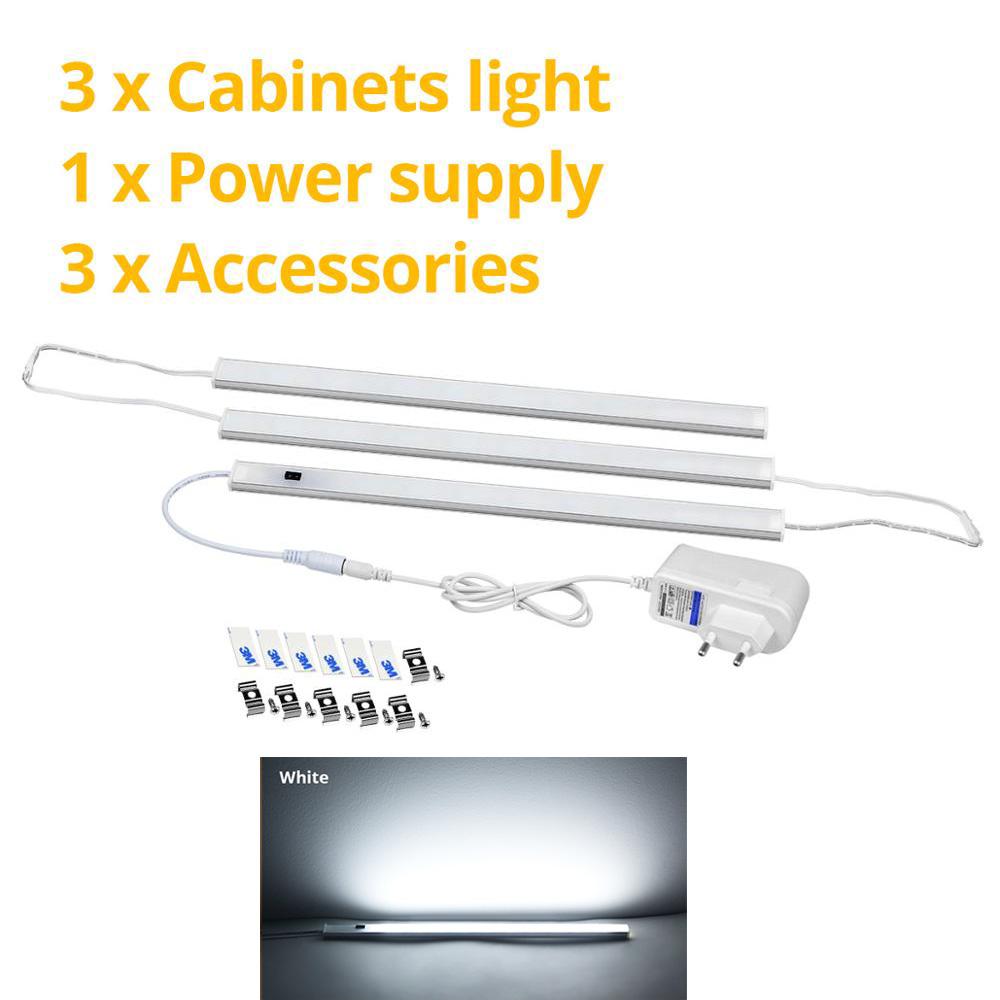 EU Power Supply LED Light Under Cabinet Light Bar Lamp Lumiere LED Closet Light 12V Hand Sweep Lights Motion Sensor Bedroom Kitchen Light