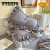 2pcs Lace Decorative Pillowcases Solid Color Pillow Covers Home Pillow Case with Zipper 48cm×74cm