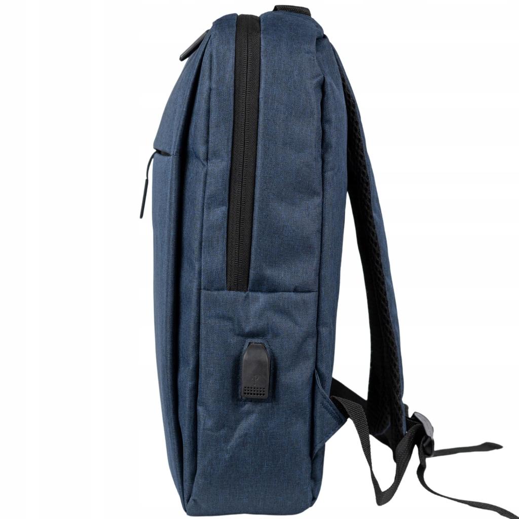 Plecak młodzieżowy nowoczesny szkolny niebieski na laptopa 15,6" z usb  hn212701 blue