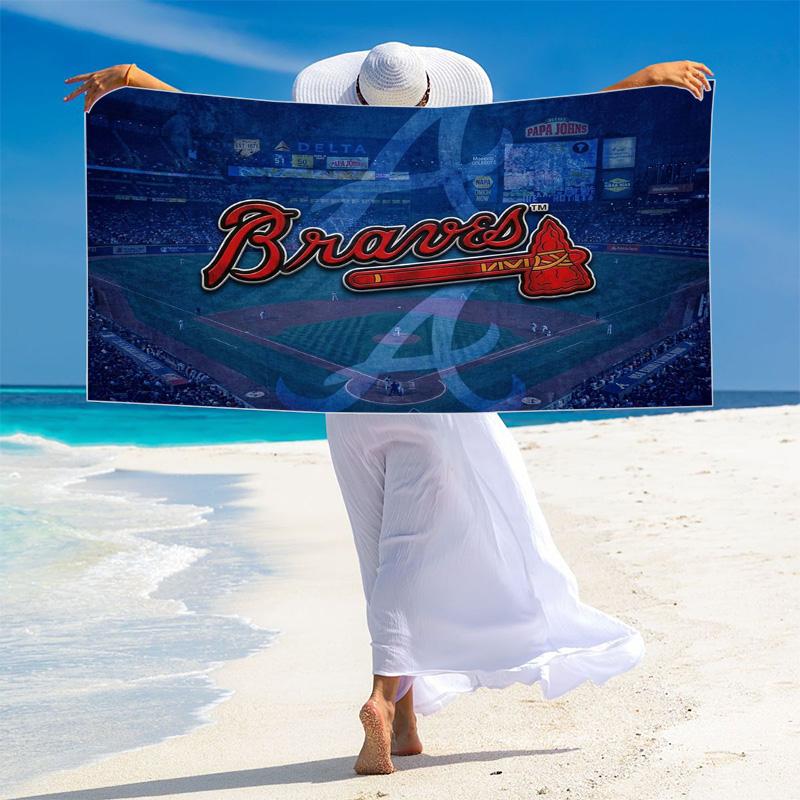 Пляжное полотенце с принтом Atlanta Braves, Большое, Мягкое, Быстросохнущее, для Пляжа, Кемпинга, Плавания
