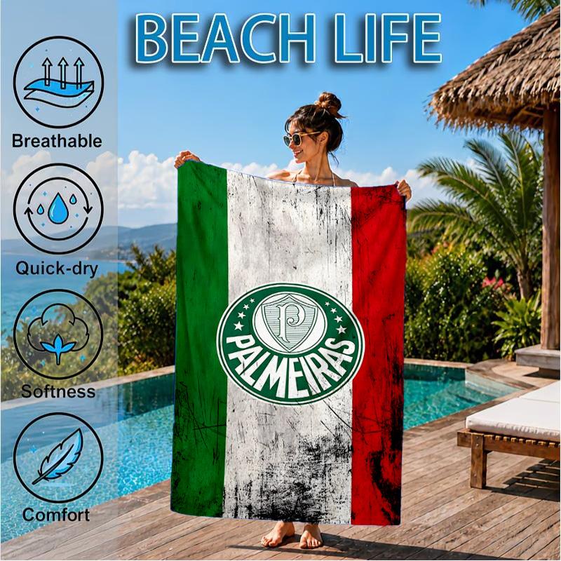 Fc Crest Design Printed Microfiber Beach Towel, Soft And Absorbent, Quick-Dry, Ideal for Summer Travel, Beach Essential, Swimming Pool