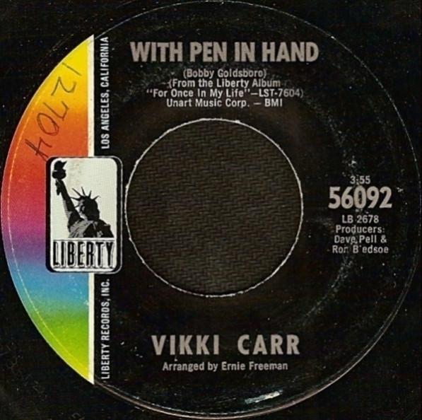 7inch Record VIKKI CARR - With Pen In Hand 56092 Liberty 1969 US Pop Used