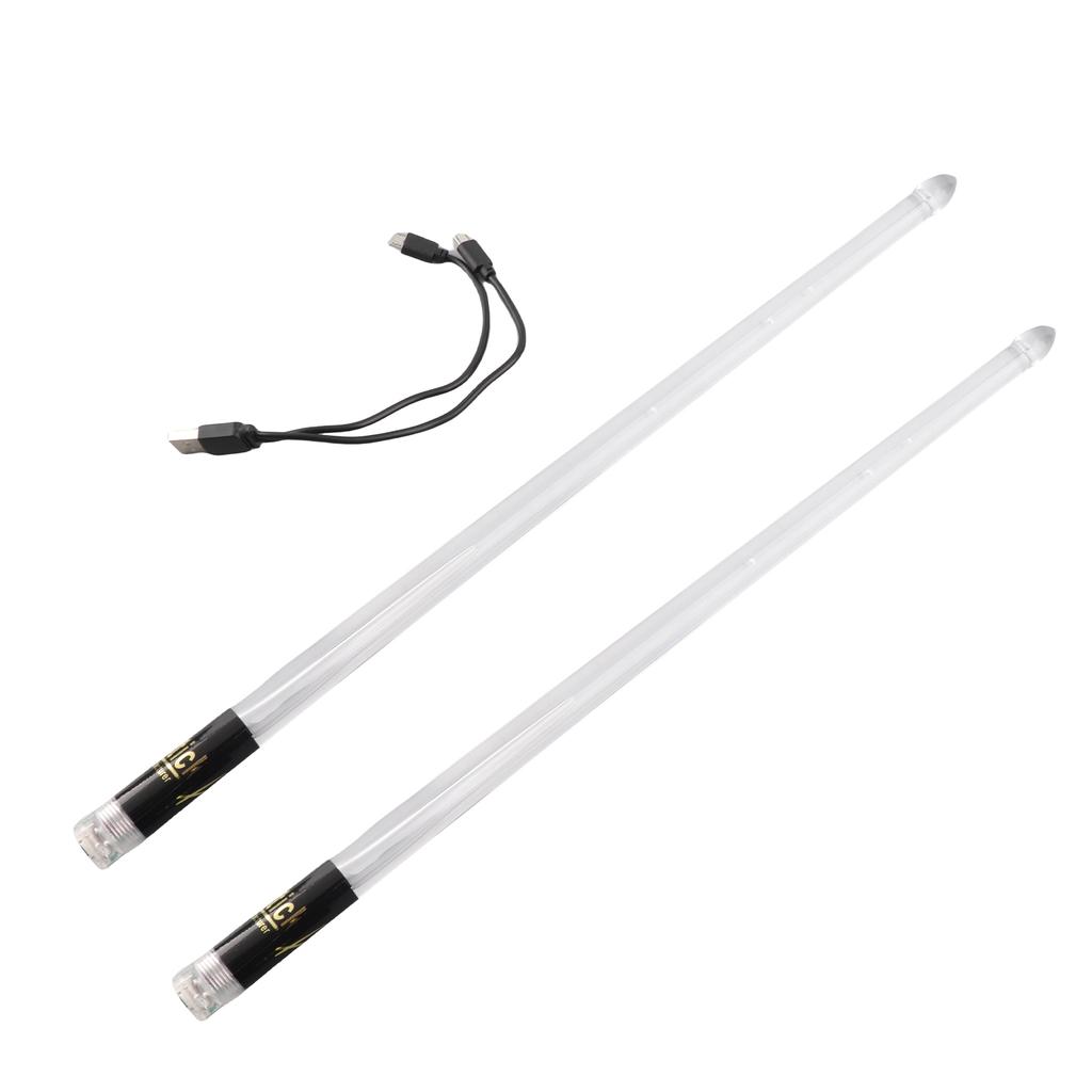 LED Light Up Drumsticks Jazz Drum Sticks 15 Gradient Colorful Lights USB Charging with ON OFF Switch Drumstick Drum Set