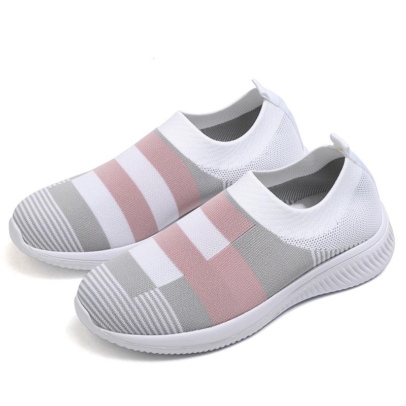 Women Shoes Mix Color Summer Shoes Casual Sneakers Women Elastic Breathe Sport Sneaker Female Flat Shoes Sports Tennis For Lady