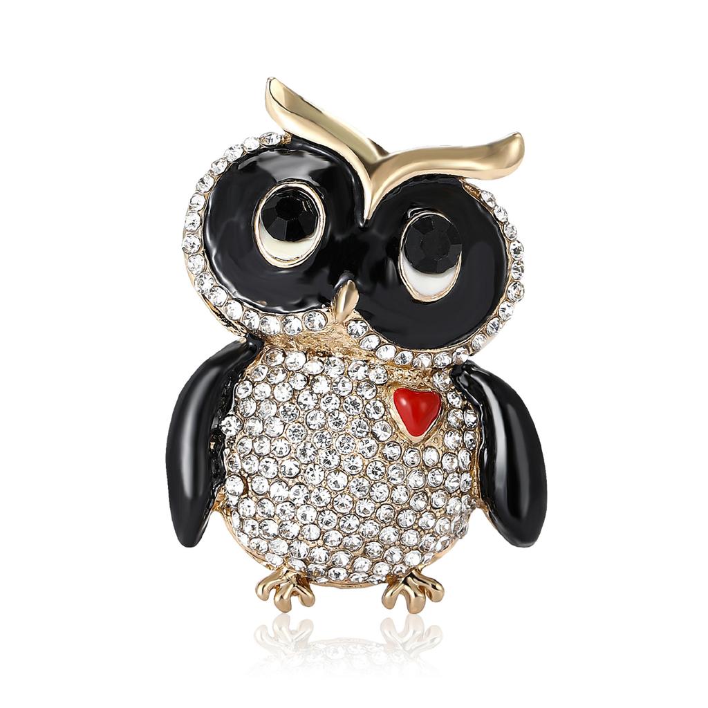 Креативная брошь в виде совы из сплава со стразами, милая женская одежда, корсаж, ювелирные изделия, булавка