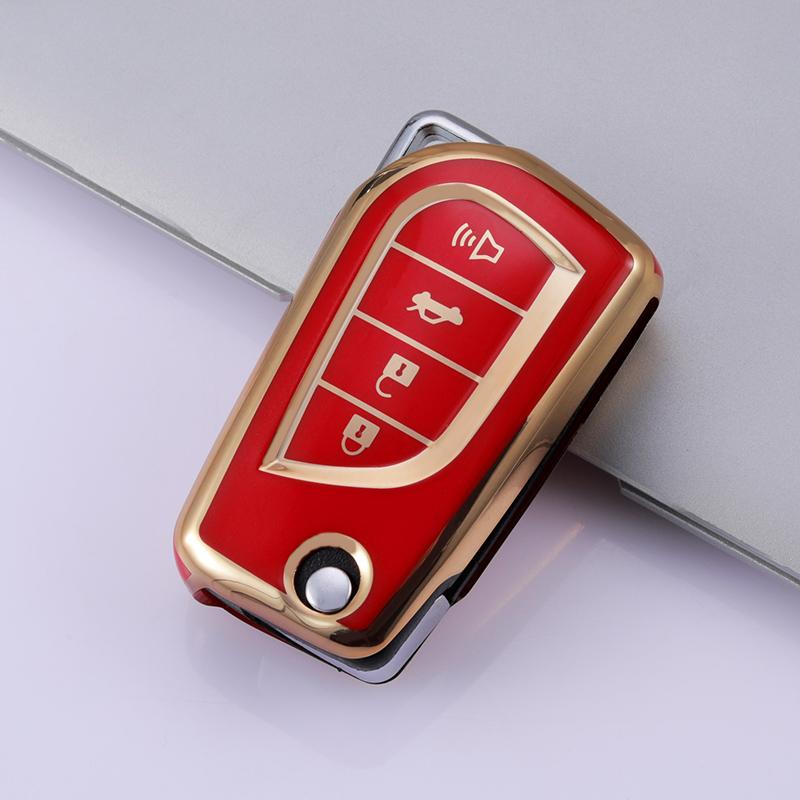 TPU Car Key Case for Toyota Corolla 2020 for Toyota Camry 70 Prius C-HR Clicker Carwalaa Key Cover Holder 4 Button Key Case