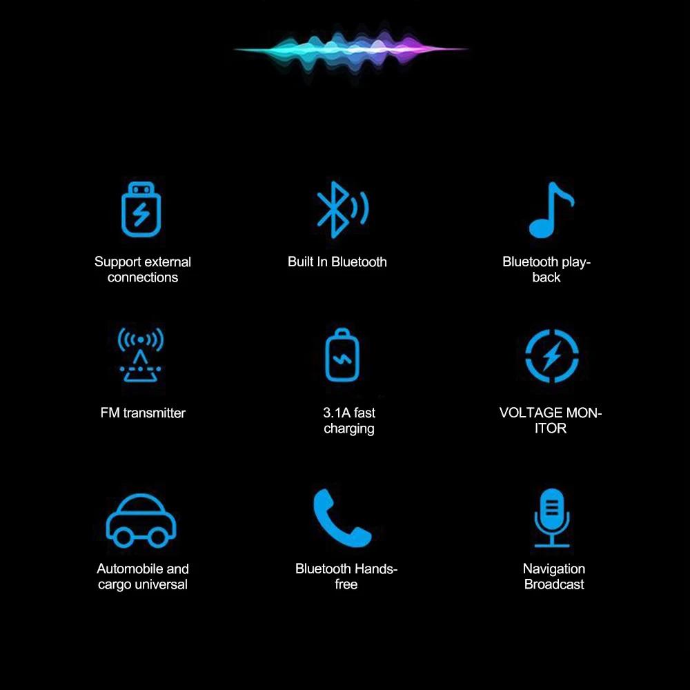Автомобильный прикуриватель Bluetooth 5.0 Автомобильный FM-передатчик PD Type-C Двойной USB Окружающий плеер Автомобильный MP3-зарядник Зарядка смартфона