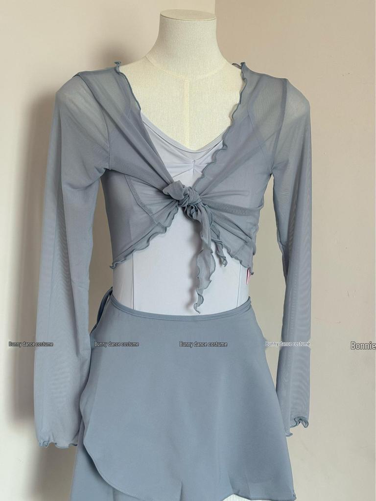 Летняя женская одежда для балета: Слитный купальник, Платье для фигурного катания, Топ для воздушной йоги, Многослойный сетчатый тренировочный комплект