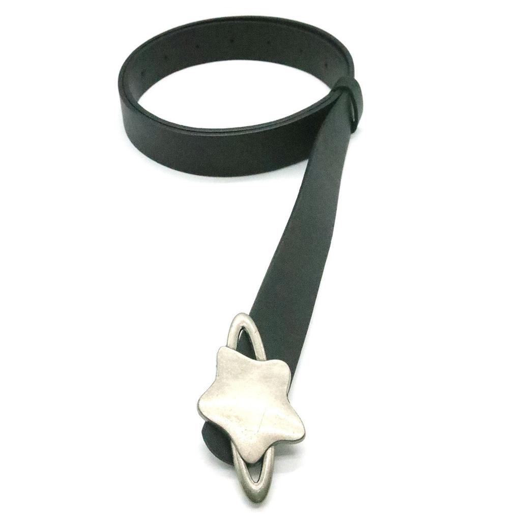 Fashionable Star Buckle Belt for Lady Girls and Women Classic Solid Color Waist Ornament Adjustable PU Leather Sash